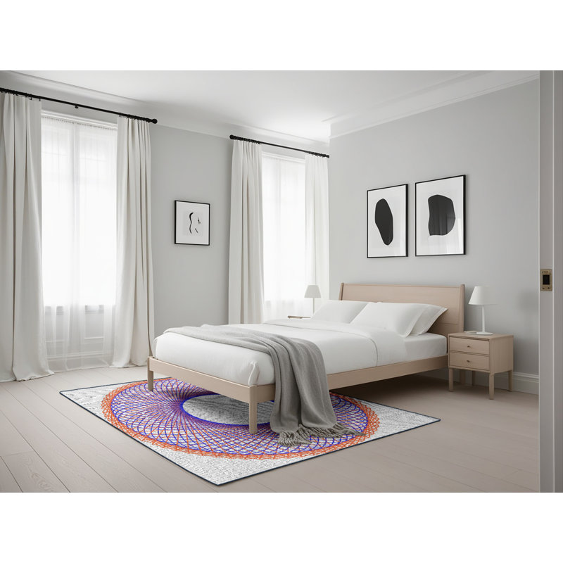 Tapis violet/orange à motifs, Rectangle 5 pi x 7 pi