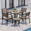 Ensemble repas d'extérieur en aluminium avec table de salle à manger, petite table d'appoint et chaises empilables Loddon-216608240-216608241