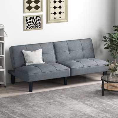 Ebern Designs Convertible Folding Futon Sofa Bed With 6-position Adjustable Backrest Cushion by Ebern Designs