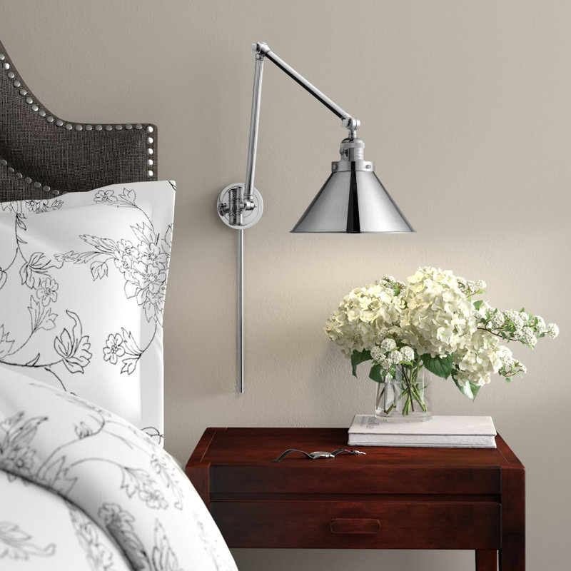 Lampe à bras pivotant à 1 lumière à intensité variable Paylor, Chrome poli, Chrome poli, Ampoule à DEL rétro de 6 watts