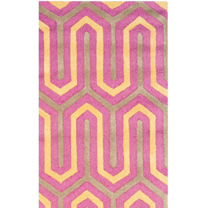 Deedgra Hand Tufted Wool Geometric Rug, Rectangle 2' x 3'