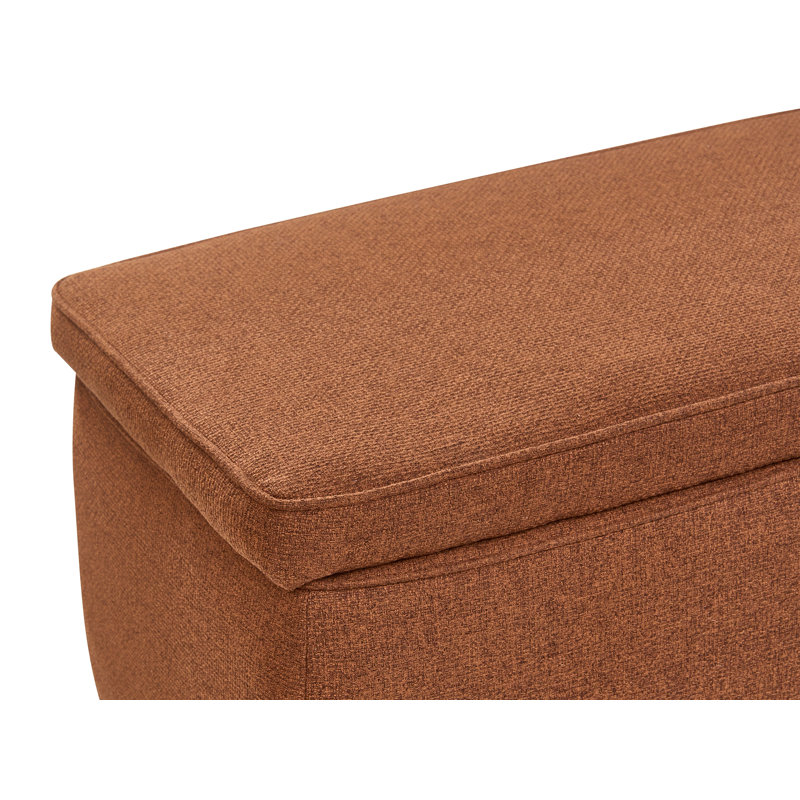 Fabric Upholstered Storage Bench, Brown