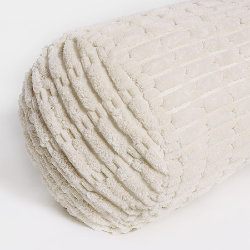 Set Of 2 Round Roll Cylinder Bolster Decorative Throw Pillow For Bed Sofa Couch, Beige