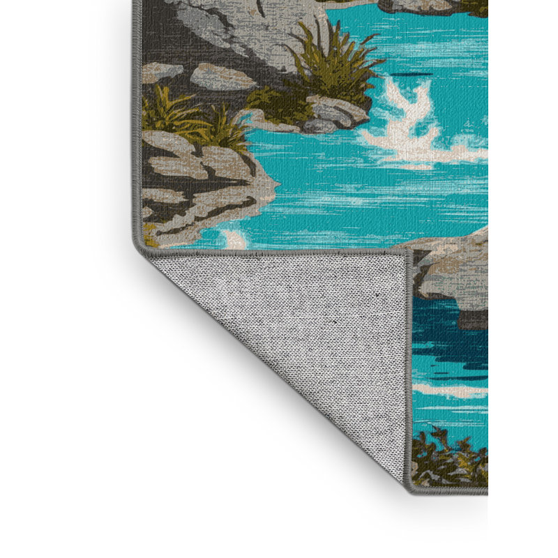 Tapis gris lavable à la machine, Rectangulaire 3 pi x 5 pi