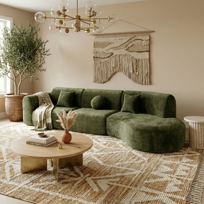140" Curved Corner Sectionals, 3-Piece Sofa Set
