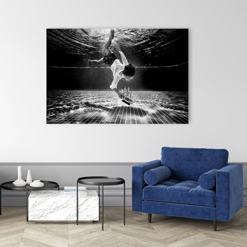 Underwater Dream Ship Playful Serene Surreal Wall Art Print 1 Piece Wrapped Canvas Wall Art, 101.6cm H x 152.4cm W