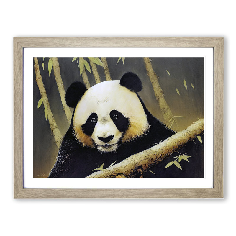 Sparkling Panda - Framed Print, 34cm H x 46cm W x 2cm D, Oak