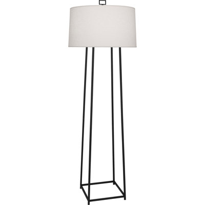Srkashlteni Modern Wrought Iron Collection Floor Lamp - Industrial Minimalist Design With Oyster Linen Shade, Full Range Dimmer, 150W Max - Perfect For Contemporary Living Spaces