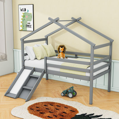 Twin Low Loft House Bed With Slide