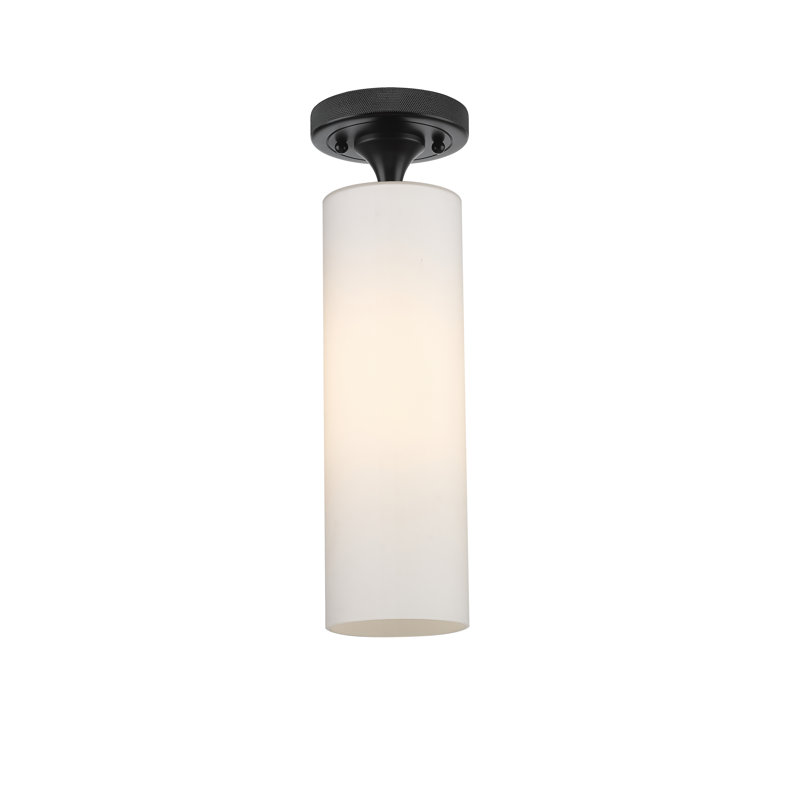 Plafonnier encastré 1 lumière Crown Point, H 15 po x l 4,5 po x P 4,5 po, Noir mat, Blanc mat