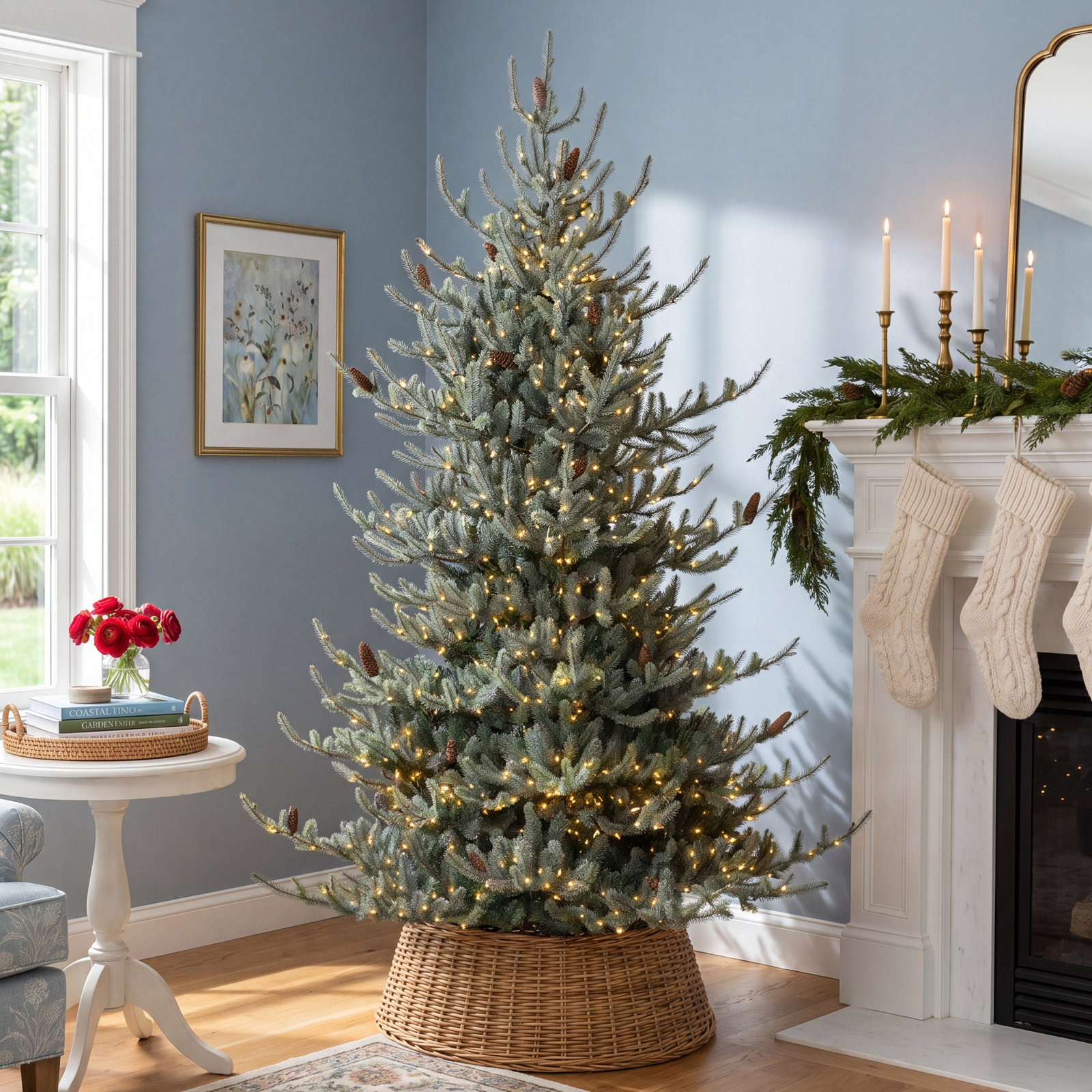Pre-Lit Blue Spruce Fir Christmas Tree, 10' H