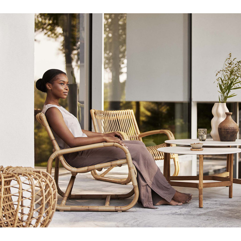 Natural Rattan-Like Outdoor Patio Chair with Arms
