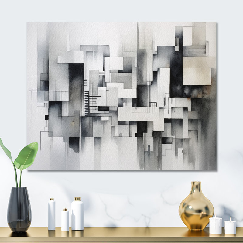 Décoration murale en métal gris abstrait Zen II - Minimalisme, H 24 po x l 32 po x P 1 po
