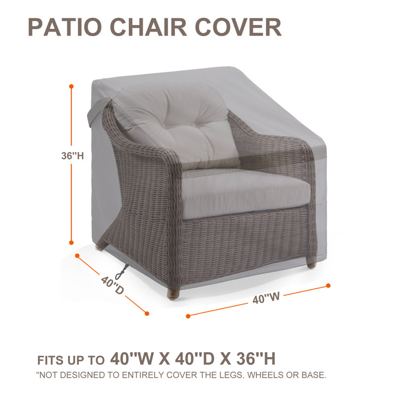 Housse pour chaise de patio grise 2 pièces (ensemble de 2), H 36 po x l 40 po x P 40 po
