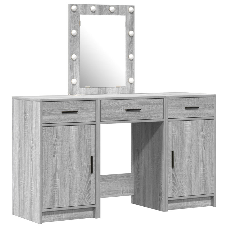 Dressing Table with Mirror, Grey Sonoma