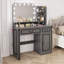Bureau de coiffeuse avec miroir à DEL, tiroirs de rangement et prises de courant intégrées-1866116226