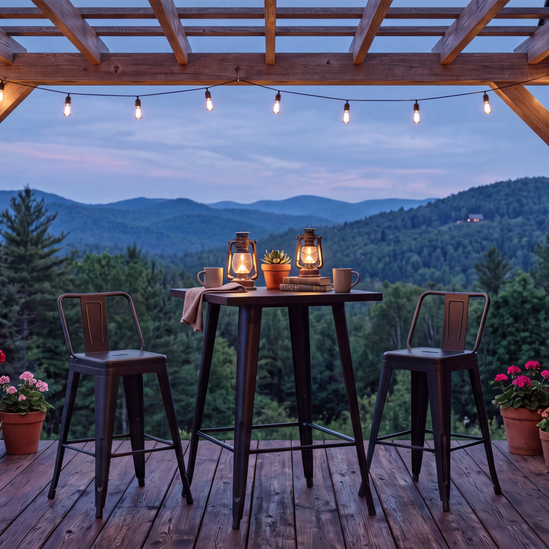Ensemble repas de patio 3 pièces avec structure en acier thermolaqué, Black