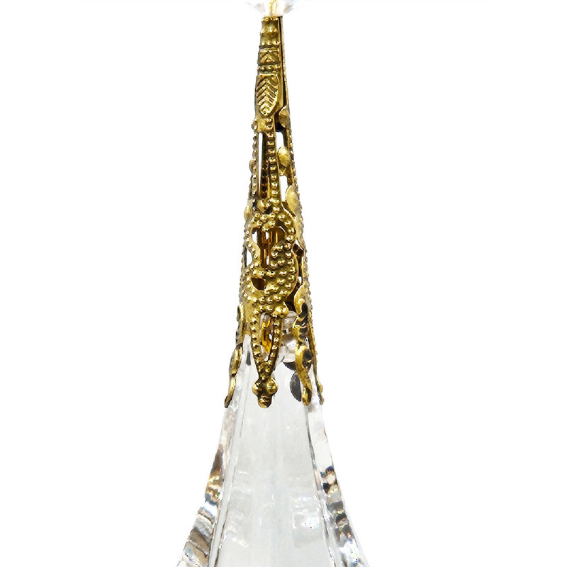 9" Long Acrylic Drop with Polyester Tassel Hanging Ornaments - Set of 12 - Clear/Silver