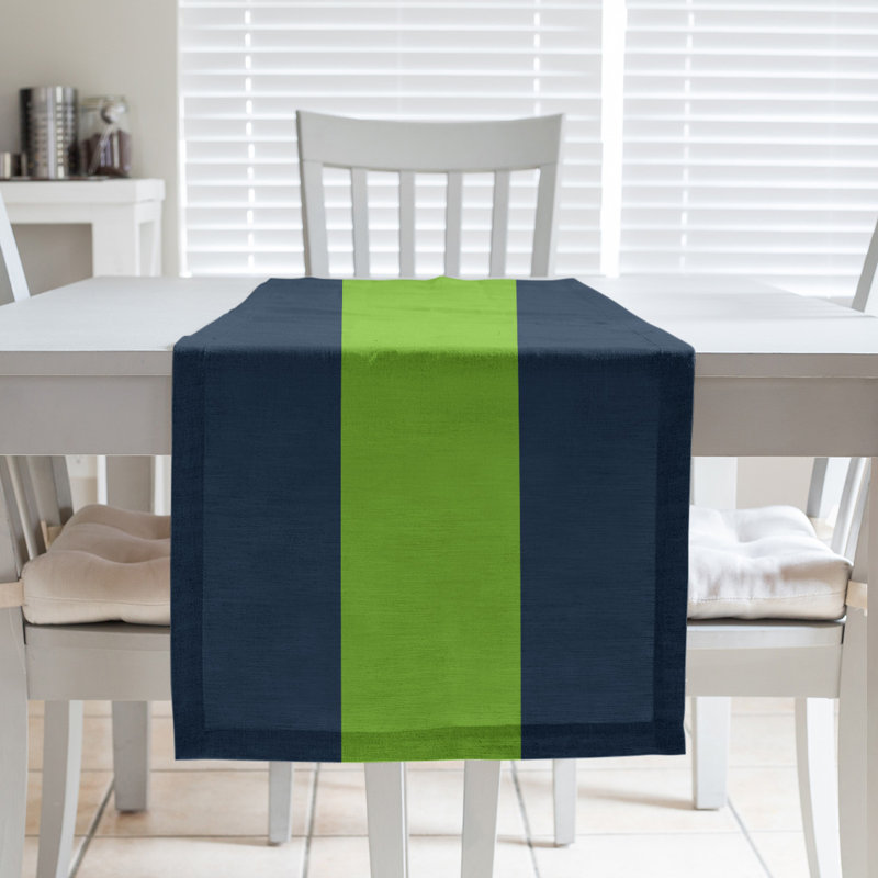 Minnesota Basketball Table Runner, 72" L x 16" W, Navy/Aurora Green/Navy, Poly Twill