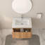 Meuble-lavabo mural de 30 po avec lavabo, armoire de salle de bain flottante murale avec finition en contreplaqué intégré de conception minimaliste moderne pour salle de bain compacte couleur acacia
