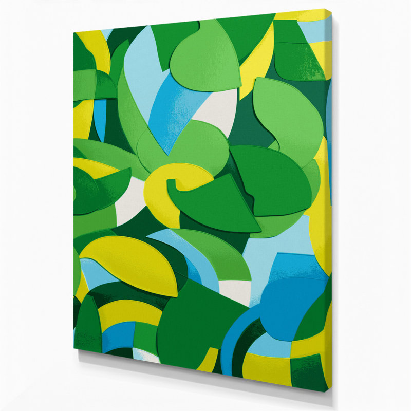 «Abstract Shapes 57», art mural sur toile verte, H 36 po x l 24 po