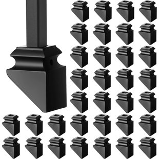 Paquet de 48 chaussures de balustre carrées en fer noir satiné avec vis pour broches d'escalier en fer forgé de 1/2 pouce