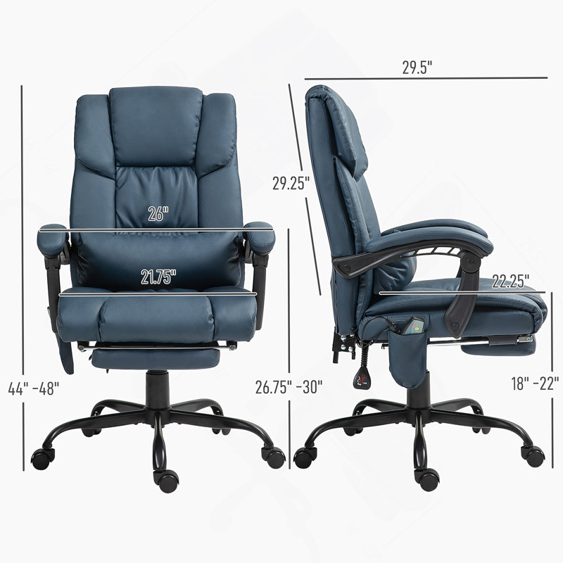 Fauteuil de bureau, fauteuil de direction ergonomique avec repose-pieds, confort luxueux pour le travail et la détente, Bleu