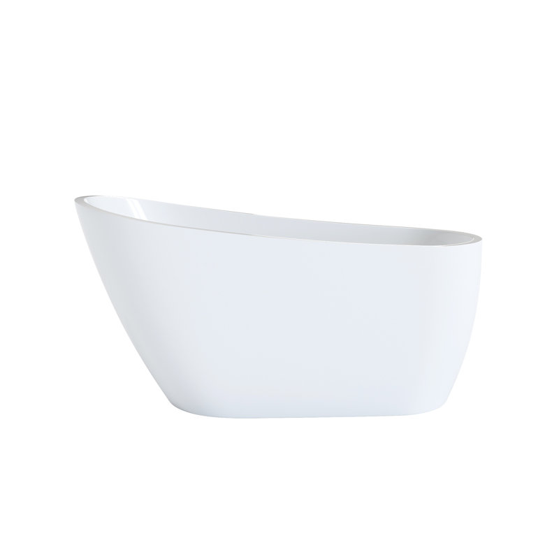 55" Acrylic Stand Alone Bathtub, Glossy White, For Bathroom Spa, With Body - Cradling Design, Pre Installed Drain, And Double Heat Retention Freestanding Providing A Relaxing Spa Like Bath, Ergonomic