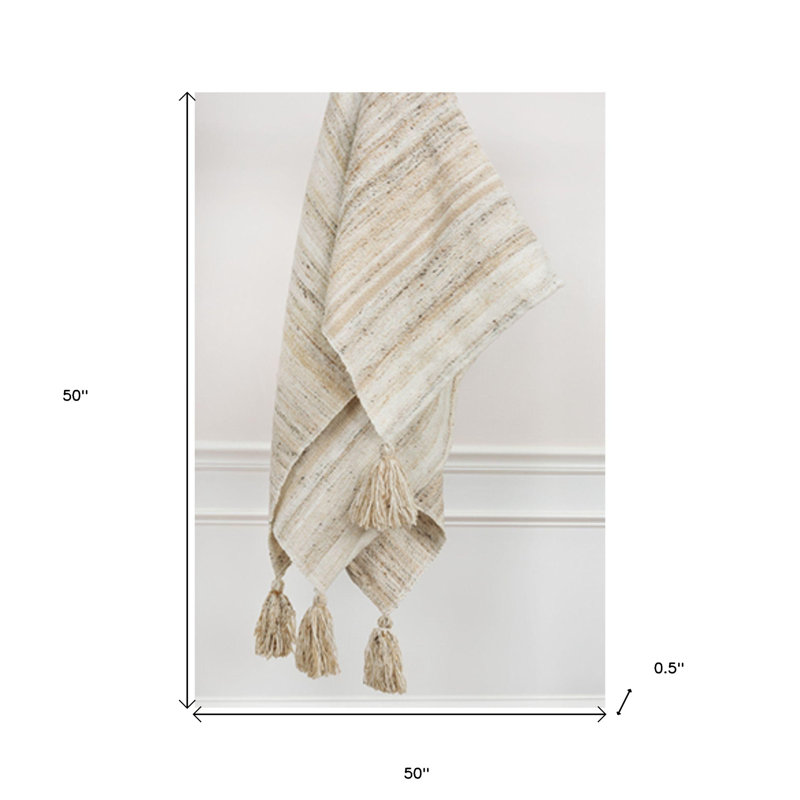 Jeté tissé beige 100% polyester