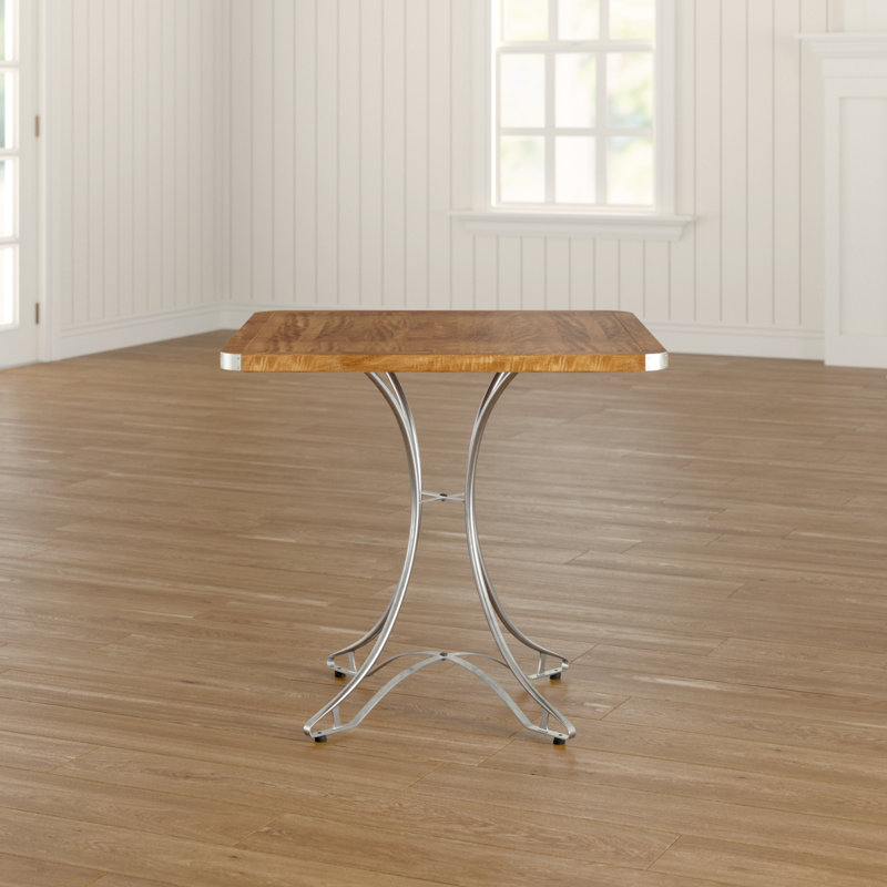 Solid Wood Top Metal Base Dining Table, L70 x W70cm