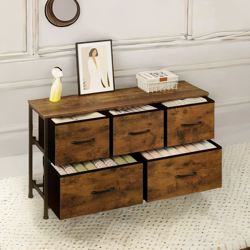 Ninia 5 - Drawer Chest of Drawers with Storage Rustic Brown Dresser Bedroom Furniture