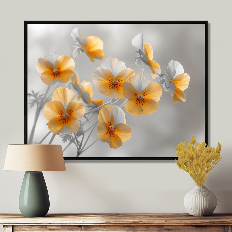 Reproduction d'art mural jaune, H 34 po x l 44 po, Cadre noir