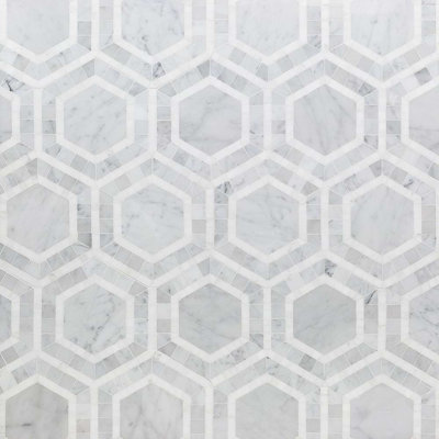 Nova 6" Hexagon Polished Marble Mosaic Tile