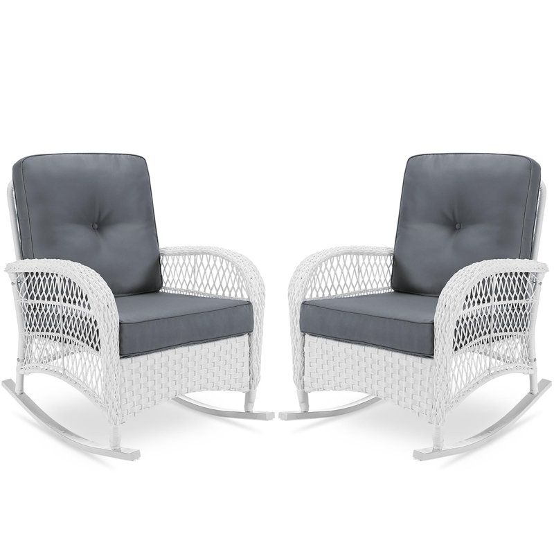 Chaise berçante d'extérieur en osier Cidalina, Gris