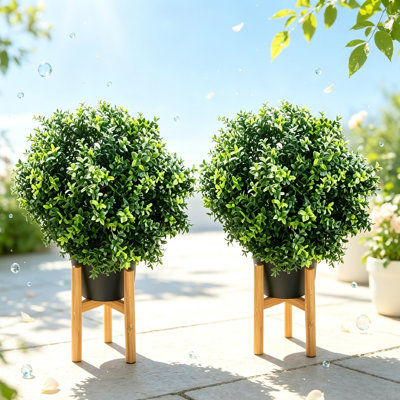 24 Inch Artificial Topiary Boxwood Ball Trees