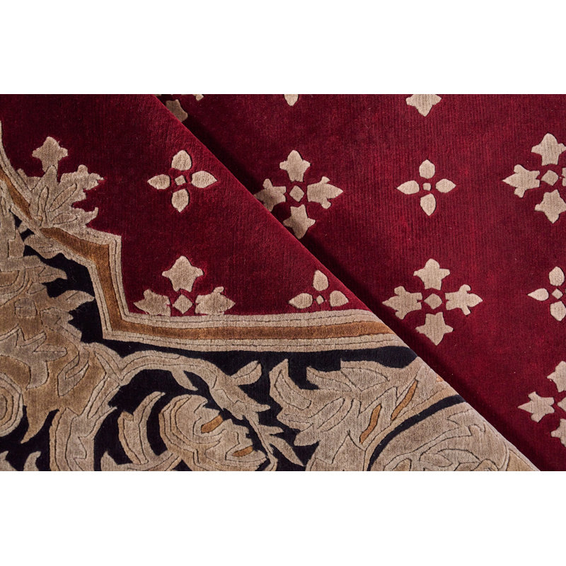 Hand-Knotted Red Wool 9'1" x 10' Area Rug