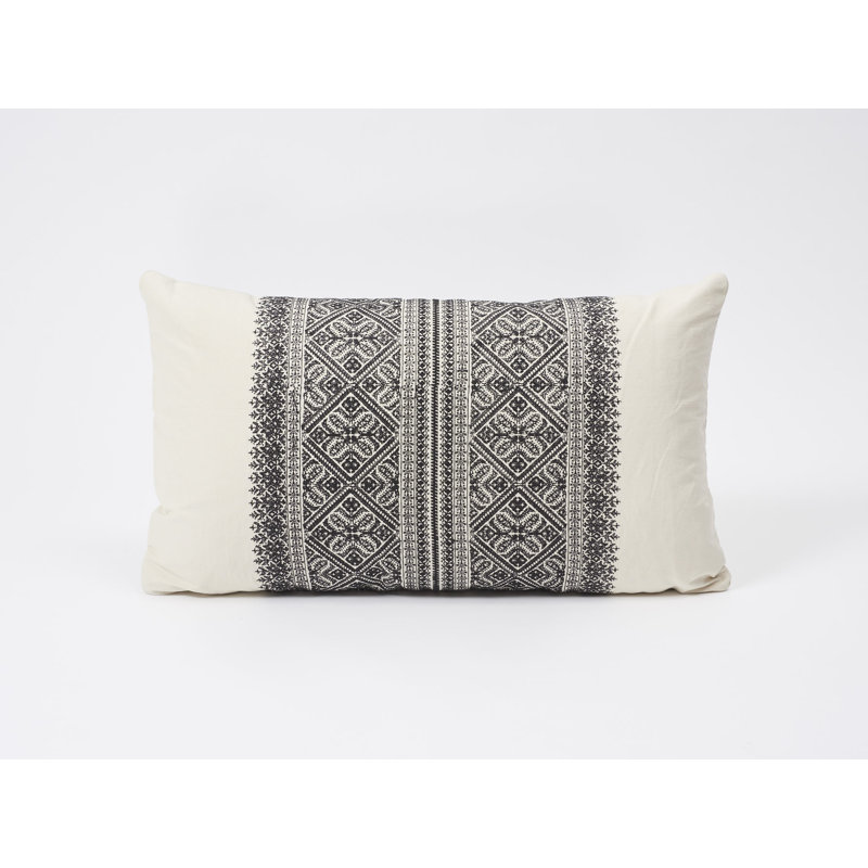 Toledo Embroidery Pillow, 22" x 22", Noir