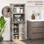 Buffet de cuisine rustique avec porte de grange coulissante - Garde-manger autoportant avec tablette réglable