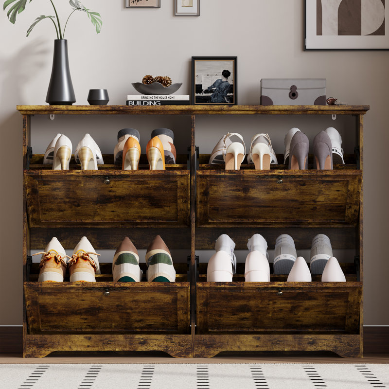 4-Door Shoe Storage Cabinet, Brown