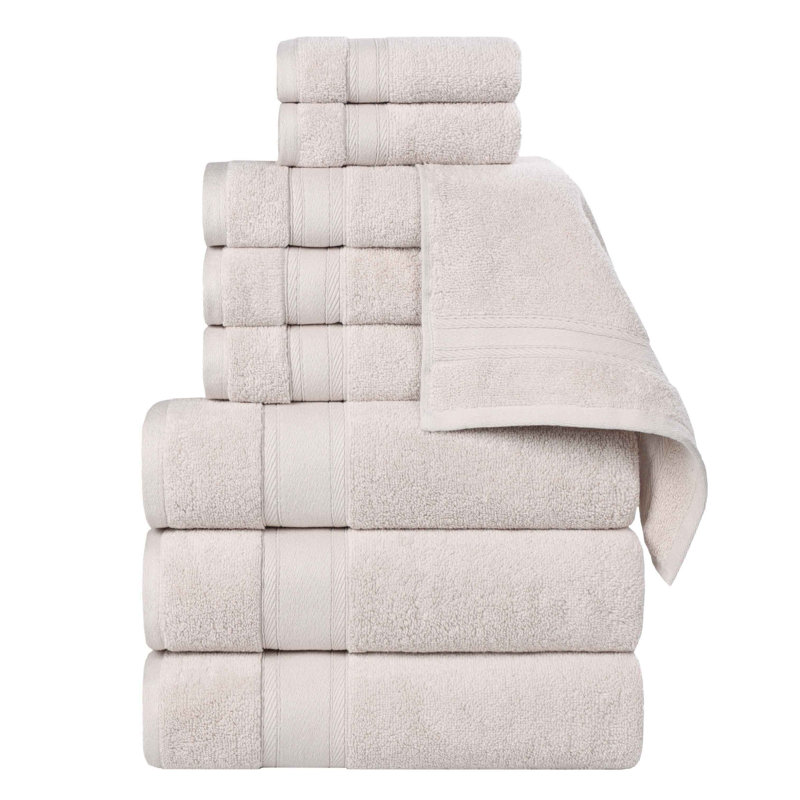 Ensemble de serviettes en coton Blue Nile Mills Zero-Twist avec bordure Dobby - séchage rapide, Argent argent