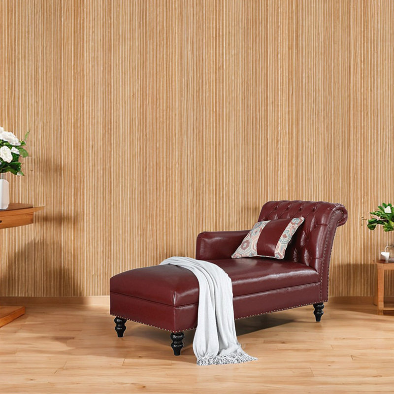 Chaise longue rembourrée Tidus, Accoudoir à droite (vu de face), Rouge datte