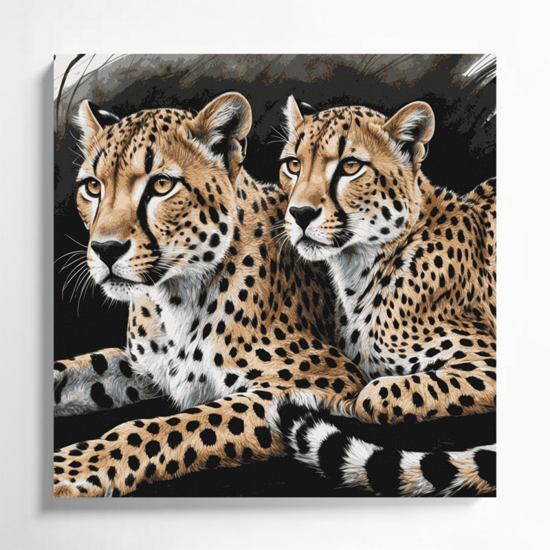 «Big Cats Cheetahs», art mural sur toile noire, H 8 po x l 8 po