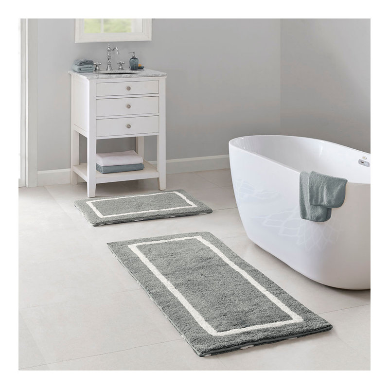 Reversible High Pile Tufted Microfiber Bath Rug, Rectangle 1'9" x 2'10"