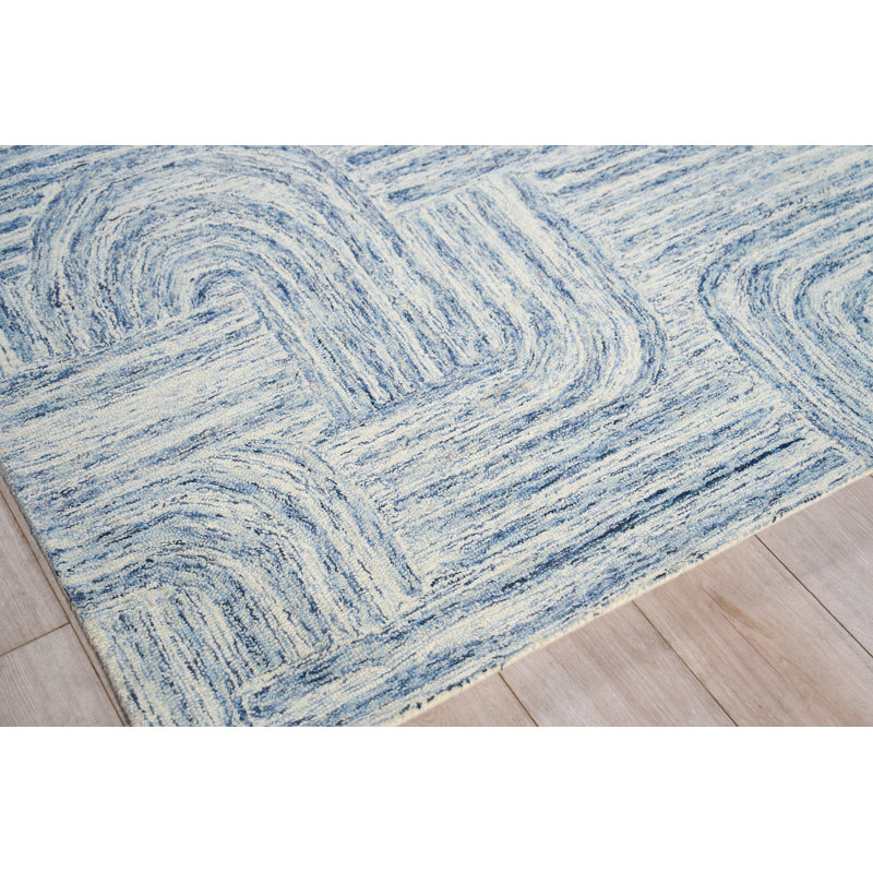 Exquisite Rugs Juno Handmade Hand-Tufted New Zealand Wool On Canvas Blue/Ivory Area Rug, Rectangle 12'x15' x