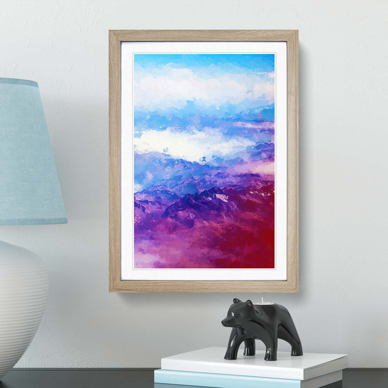 Mountain Range Adventure in Abstract - Picture Frame Graphic Art Print, Oak Framed, 48cm H x 36cm W x 2cm D