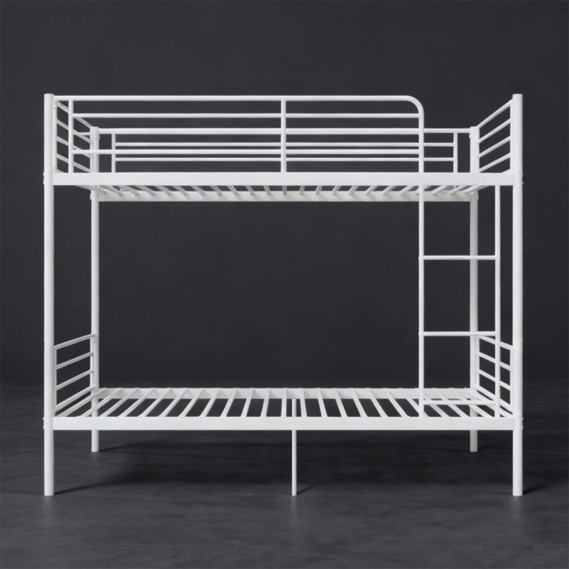 Lit superposé simple au-dessus de métal avec échelle, garde-corps élevé, option divisée et espace de rangement pour une vie sécuritaire et efficace (sans matelas)