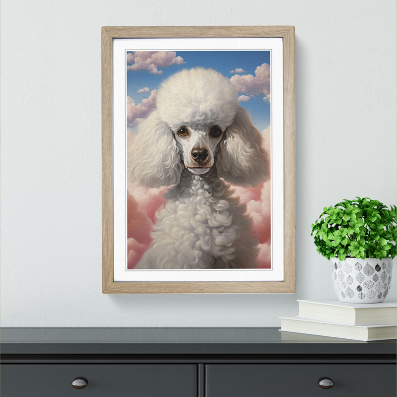 Poodle Realism - Single Picture Frame Print on Wood, 46cm H x 34cm W x 2cm D, Oak Framed