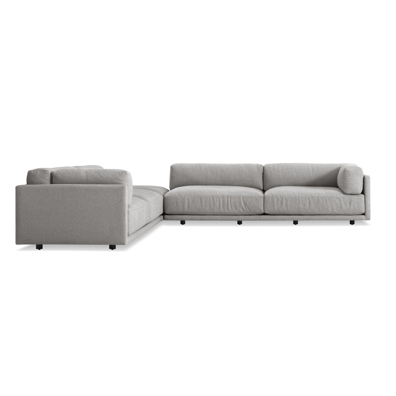 Sunday Sectional with Ottoman, Agnew Gray Textured Basketweave
