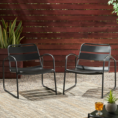 Chaise de patio en fer noir mat, cour et espace améliorant, H 25,97 po x P 24,14 po, chaise en fer de 13,55 lb Hauteur,