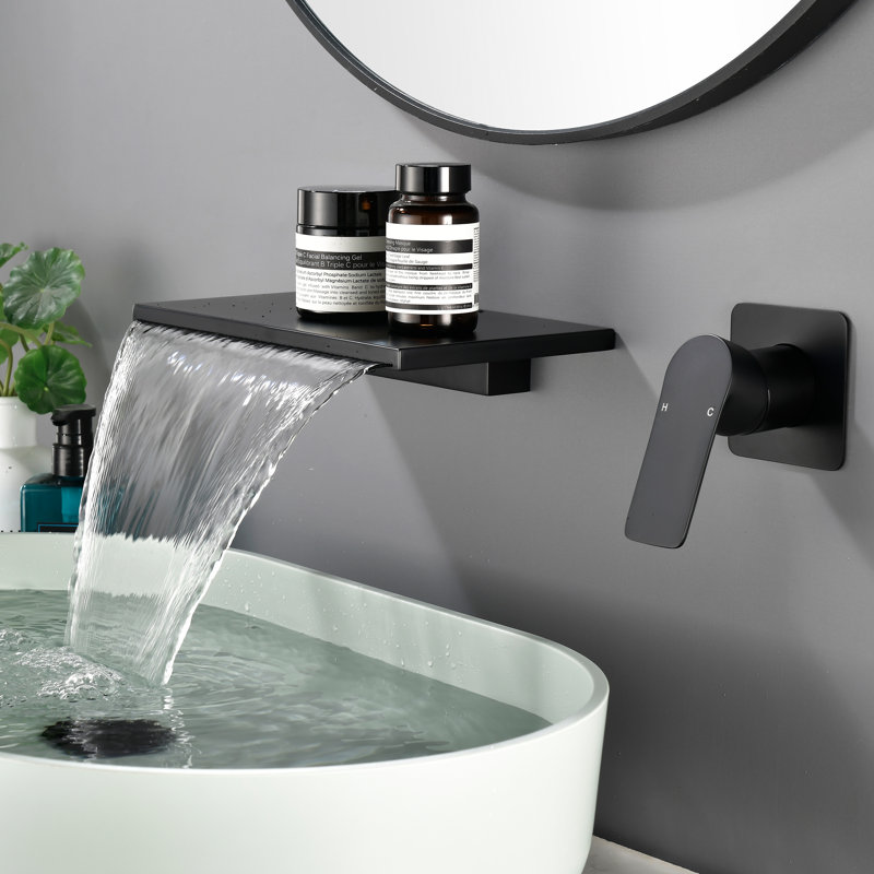 Waterfall Wall Mount Tub Faucet Bathroom Bathtub Faucet Sink Faucet Single Handle Tub Filler Rough-in Valve Included